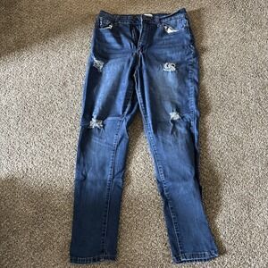 Bamboo Womens Size‎ 13/14 Medium Wash High Rise Distressed Boyfriend Jeans